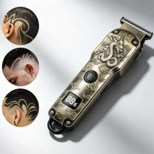 Maquina de cortar cabelo profissional dourada: Original dragão